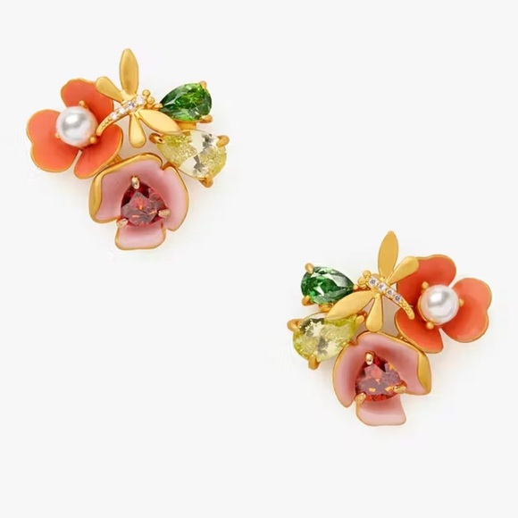 Kate Spade Pink and Green Floral Earrings - Picture 4 of 4